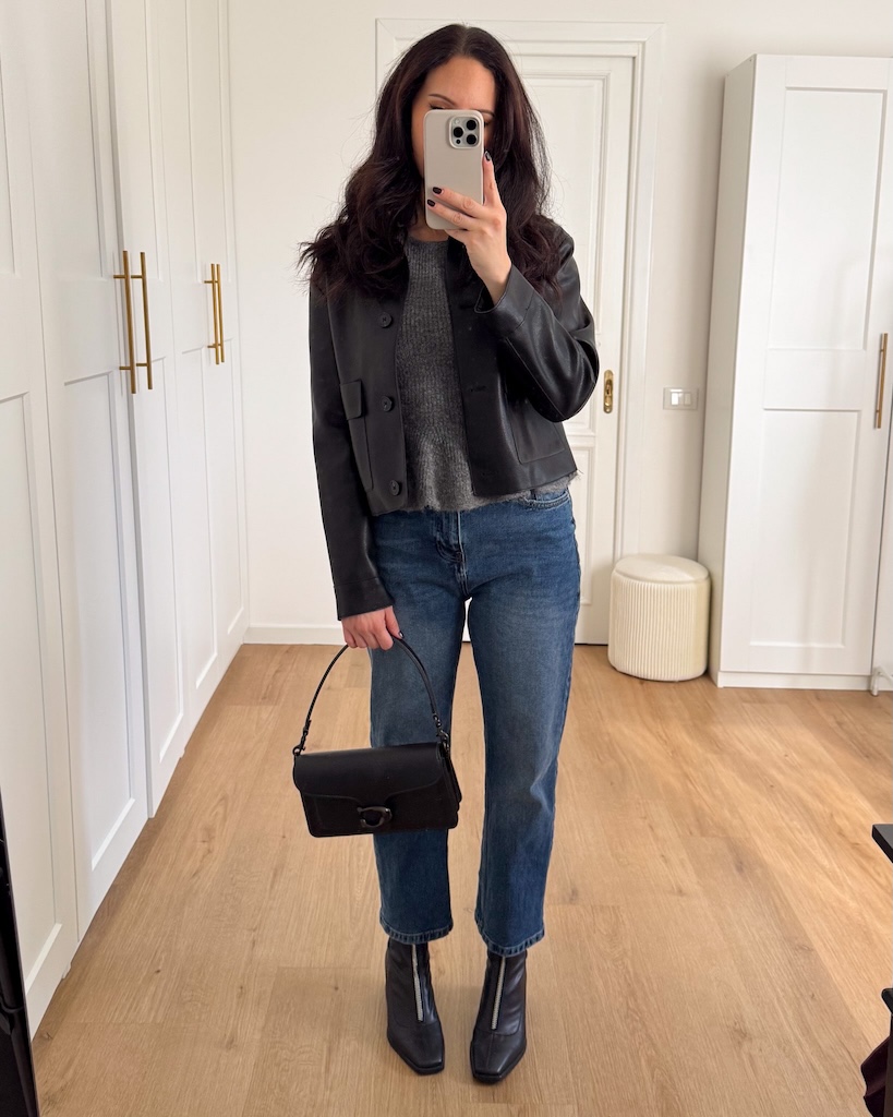 Outfit con giacca nera