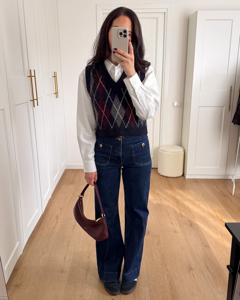 Outfit gilet a quadri